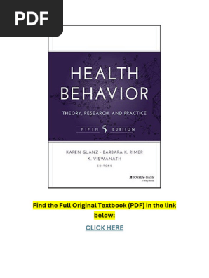 Health Behavior Theory, Research, And Practice 5th Edition