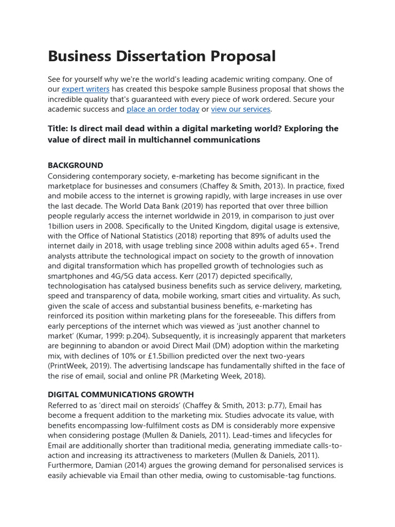 Business Dissertation Proposal M Sample | PDF | Marketing | Social Media