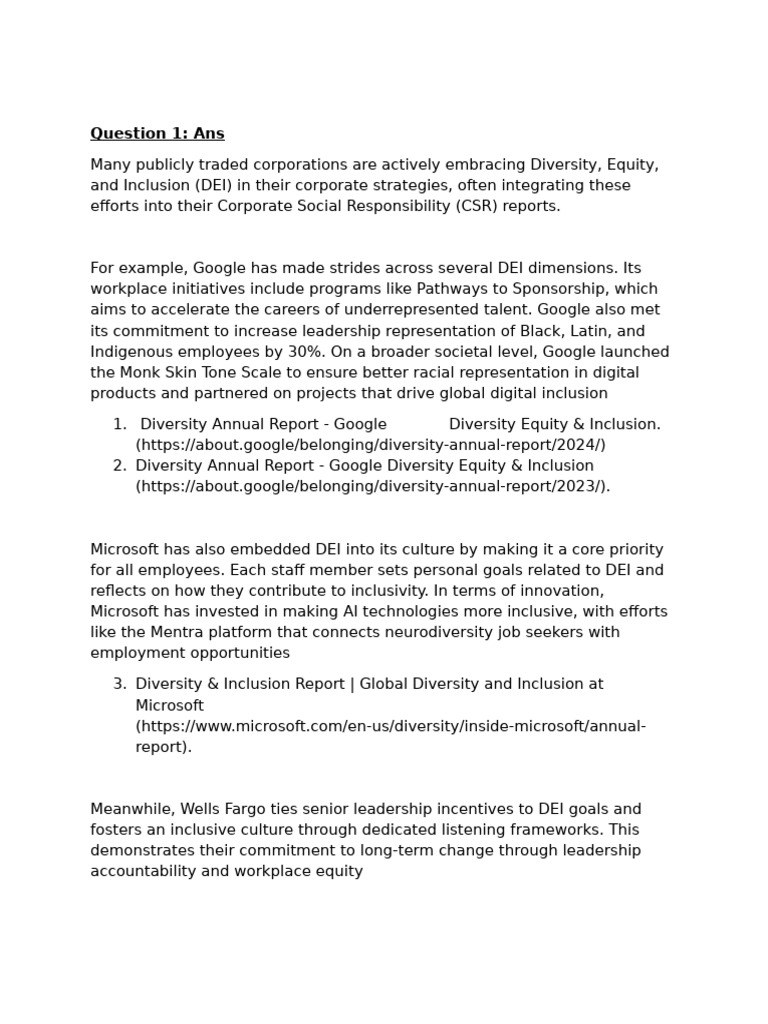 Corporate DEI Strategies in Major Firms | PDF