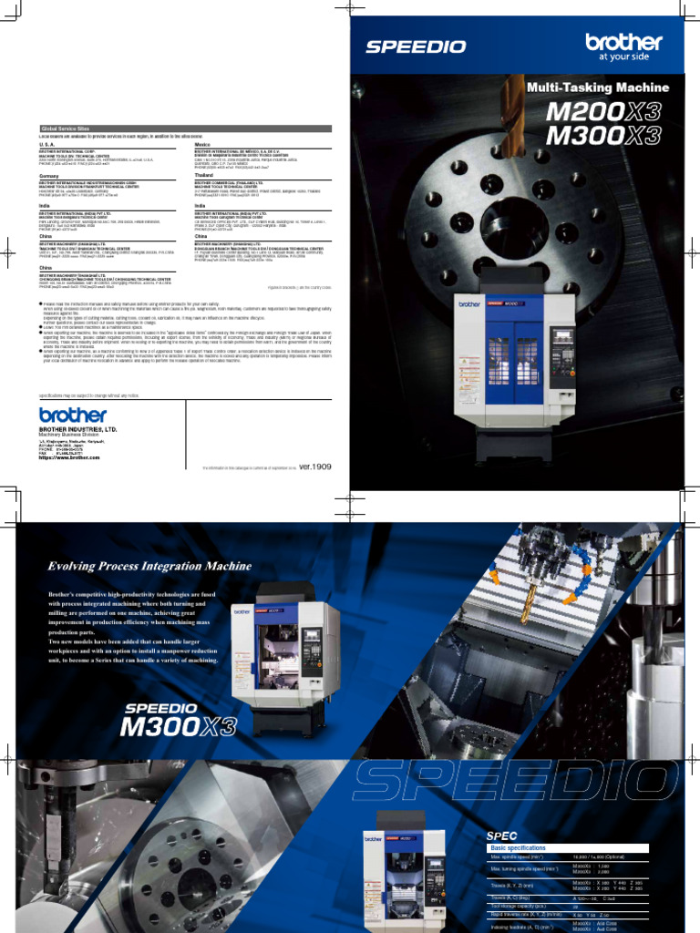 Brother M200X3 and M300X3 Specs | PDF | Machining | Mechanical Engineering
