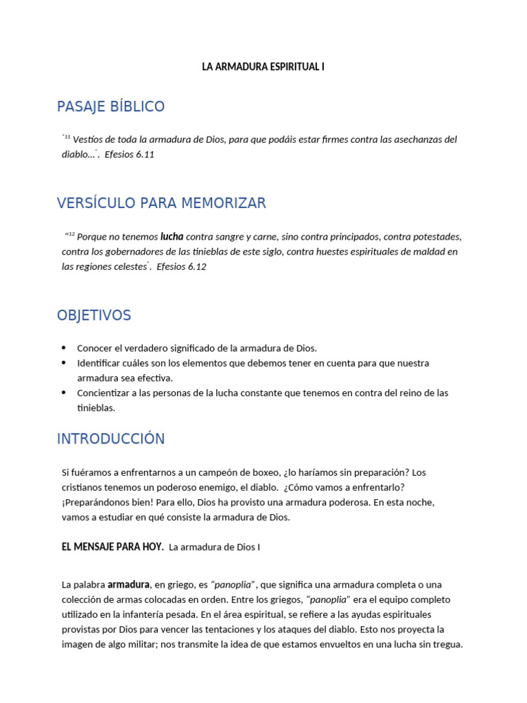 La Armadura Espiritual de Dios | PDF | Diablo | Dios