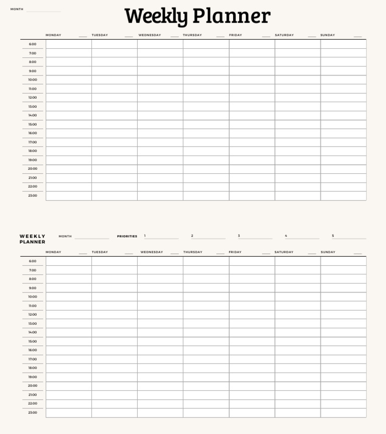Beige Minimalist Weekly Planner Calendar (2) | PDF