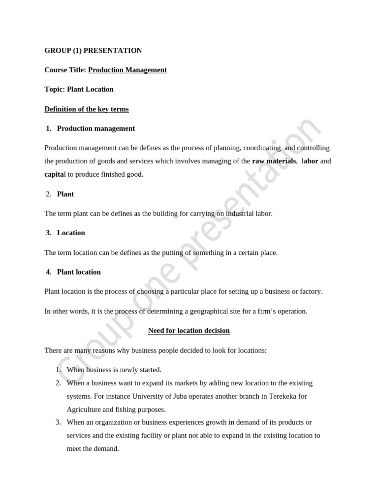 Production Management Presentation | PDF | Infrastructure | Market ...
