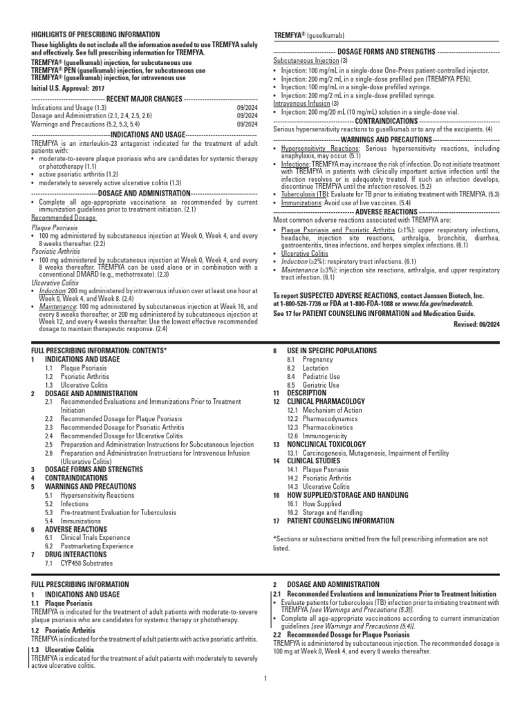 TREMFYA Pi | PDF | Psoriasis | Injection (Medicine)