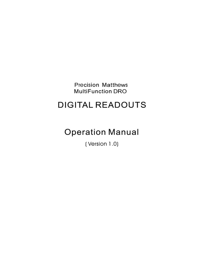 Precision Matthews DRO Operation Manual | PDF