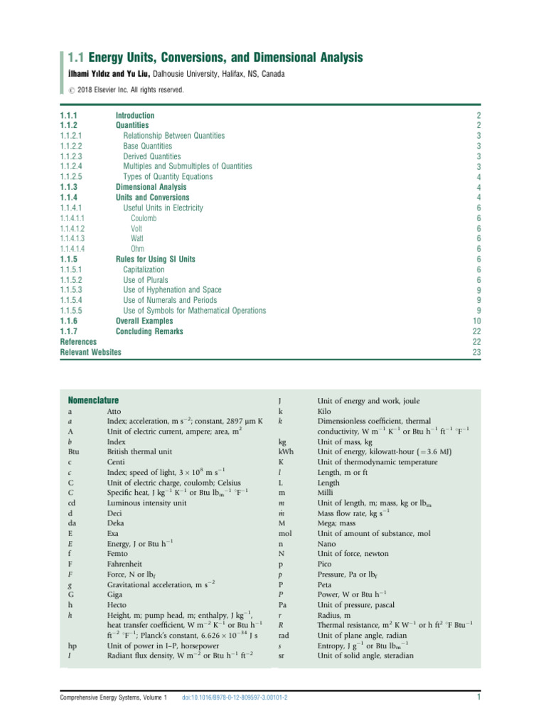 Energy Units and Dimensional Analysis | PDF | International System Of ...