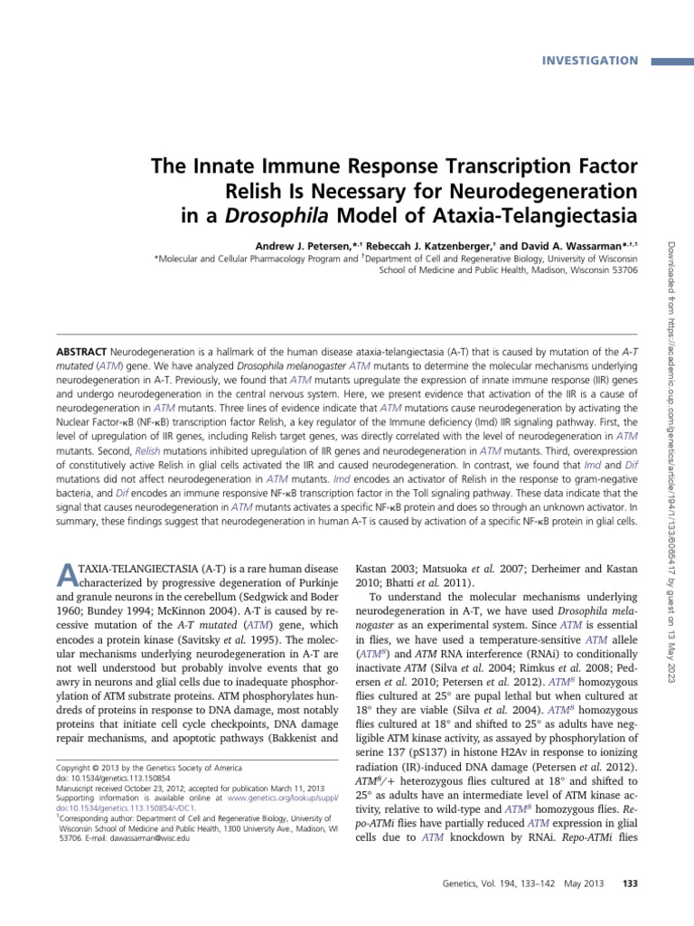 2013 - Genetics - Relish Is Necessary For Neurodegeneration in A ...