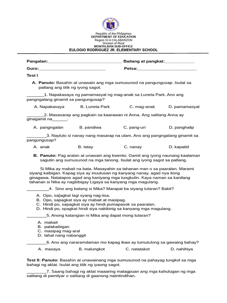 First Quarter Exam in AP 3 New | PDF