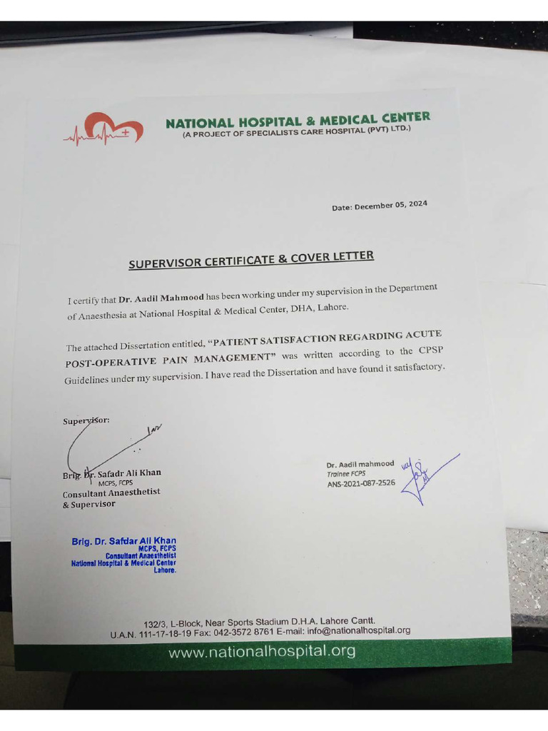 Supervisors Letter | PDF