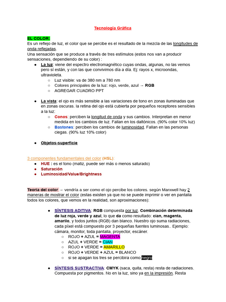 Tecnología Gráfica Final | PDF | Color | Cian
