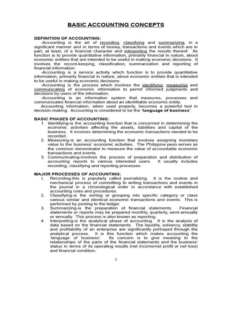 Understanding Basic Accounting Concepts | PDF | Debits And Credits | Money