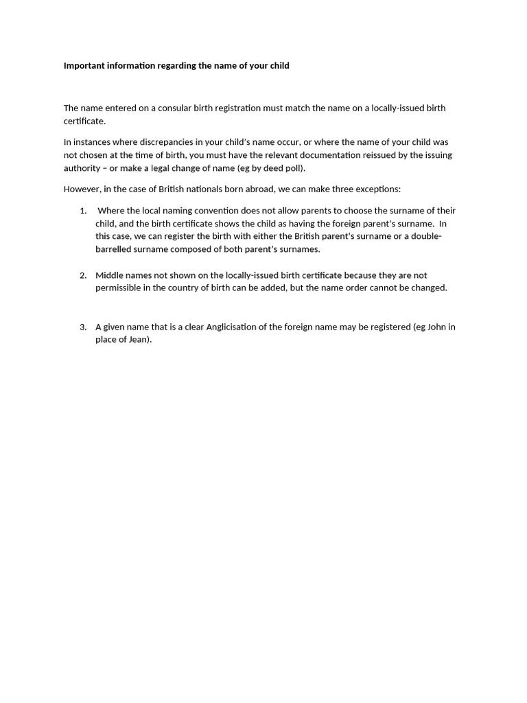 Child Name Registration Guidelines Pdf