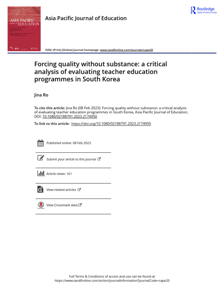 Critical Analysis of Teacher Education in Korea | PDF | Evaluation ...