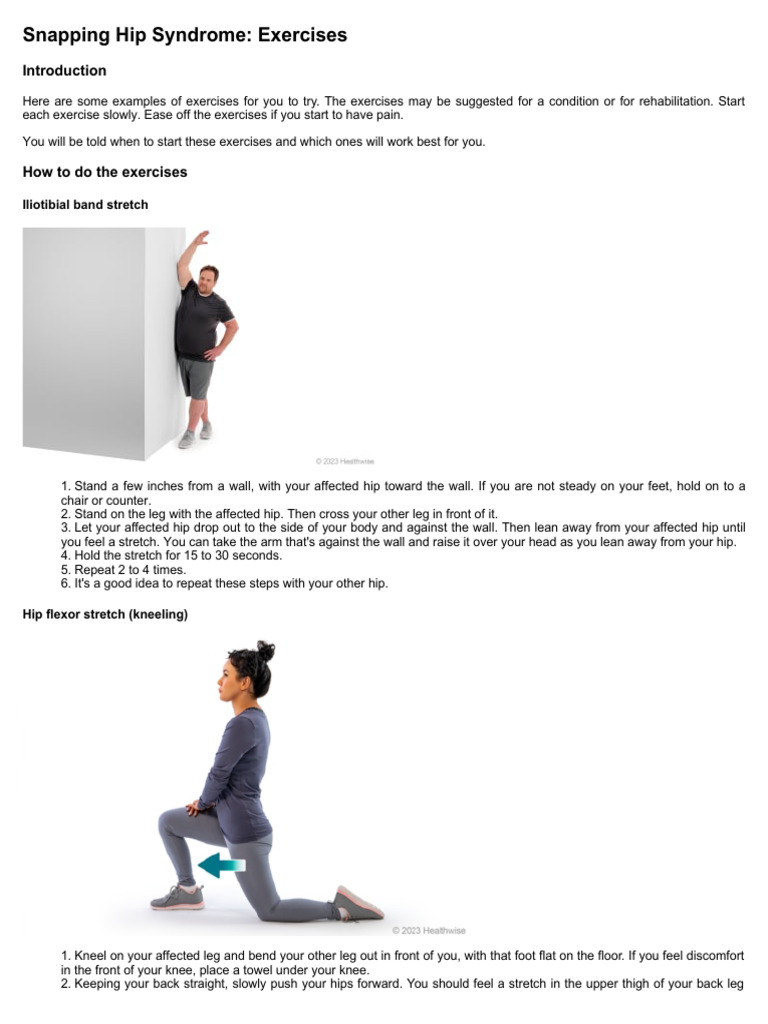 Snapping Hip Syndrome Exercise Guide | PDF | Abdomen | Knee