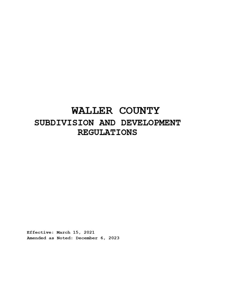 Waller County Subdivision Regulations | PDF | Land Lot | Street