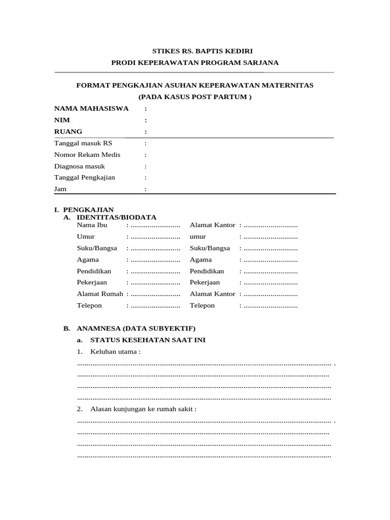 Format Kasus Postpartum | PDF