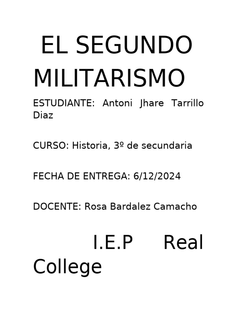 El Segundo Militarismo en Perú | PDF | Perú | América del Sur