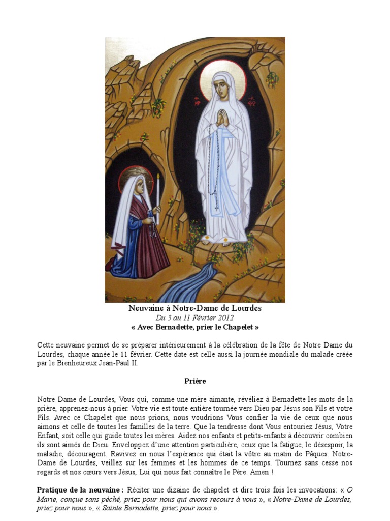 Neuvaine à Notre dame De Lourdes Pdf 2021 Neuvaine ND de Lourdes | PDF