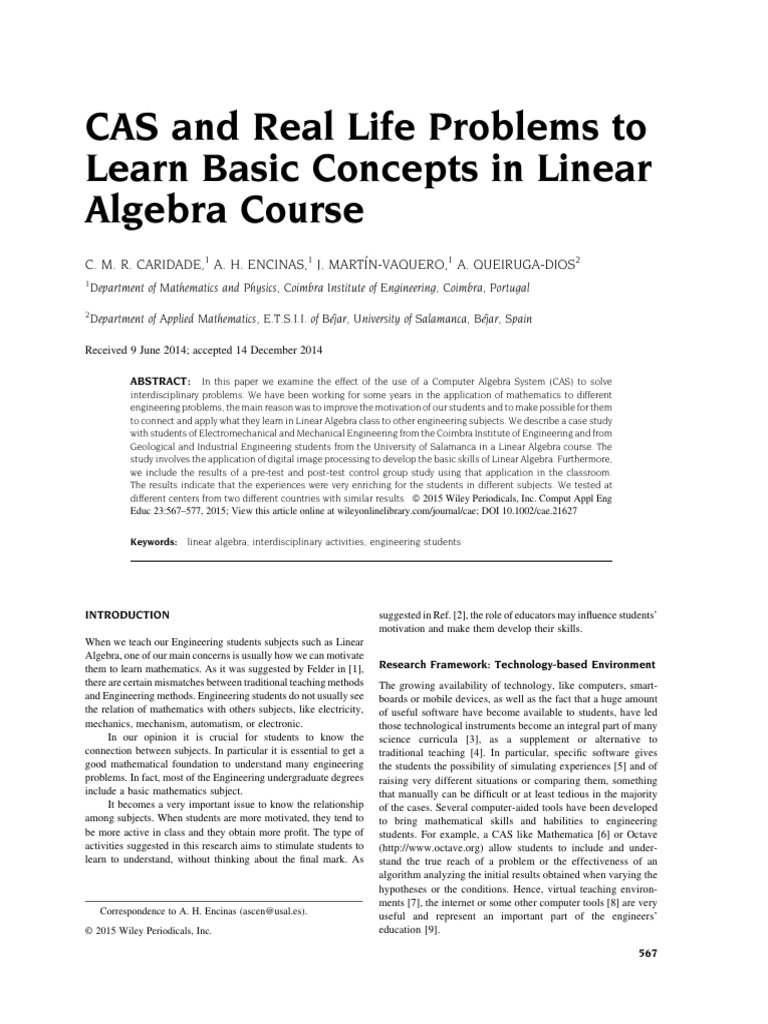Comp Applic in Engineering - 2015 - Caridade - CAS and Real Life ...