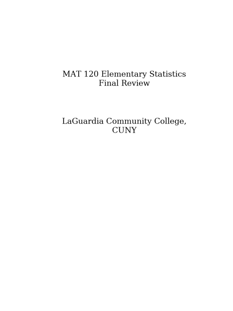 MAT 120 Statistics Final Review Guide | PDF | Probability Distribution ...