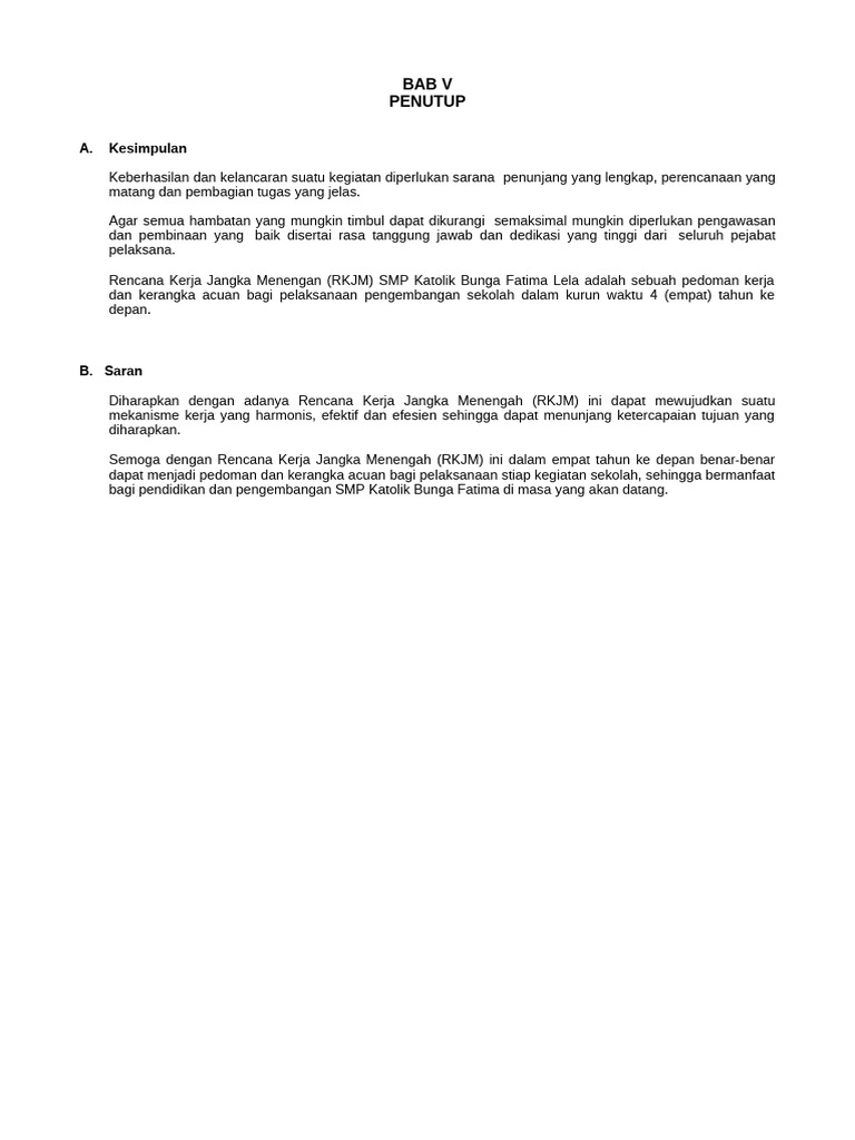 Contoh RKJM SMP Katolik Bunga Fatima | PDF