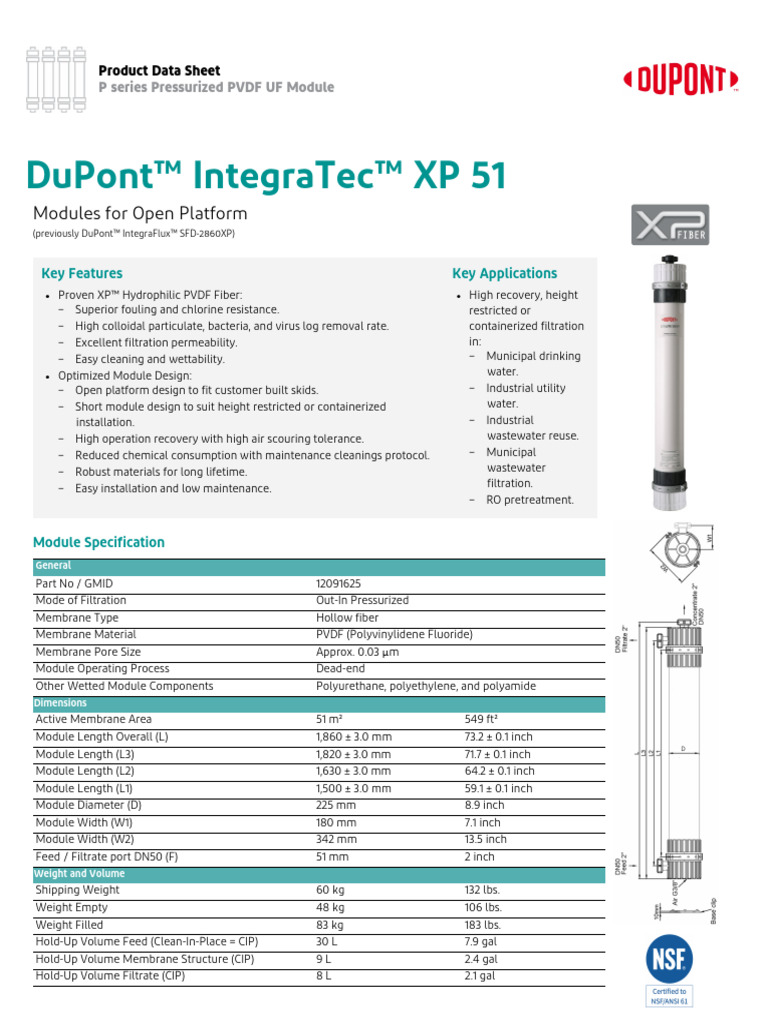 Integratec XP 51 - UF - Module | PDF | Membrane | Materials