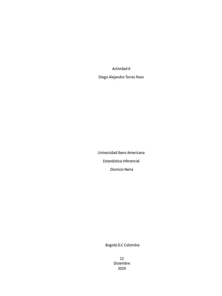 Actividad 6 - Pruebas de Hipótesis . | PDF | Hipótesis | Errores tipo I ...