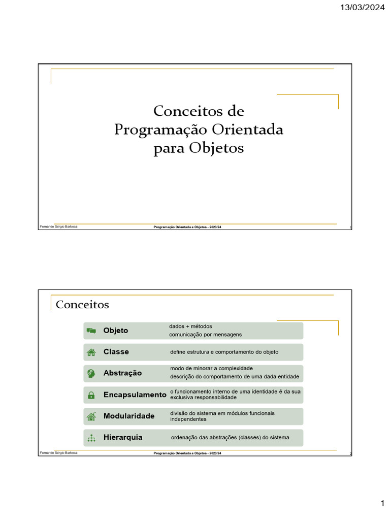 Conceitos Fundamentais de POO | PDF | Classe (programação de ...