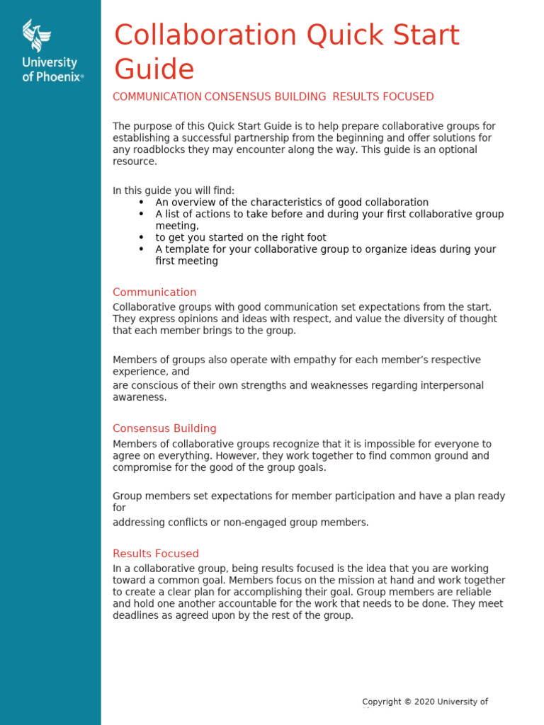 Week 2 Collab Quick Start Guide Hcs 475 | PDF | Consensus Decision ...