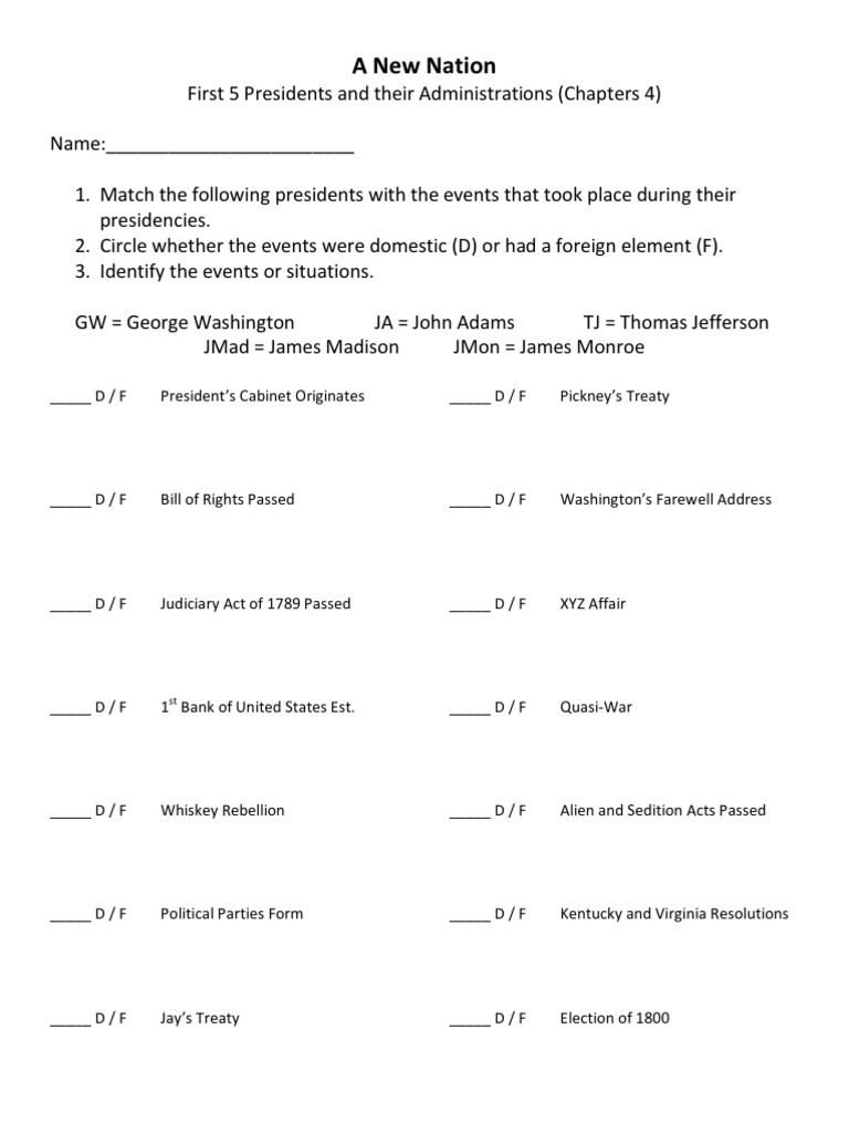 First 5 President's Worksheet | PDF