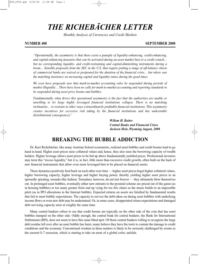 408 - The Richebacher Letter - September 2008, Breaking The Bubble ...