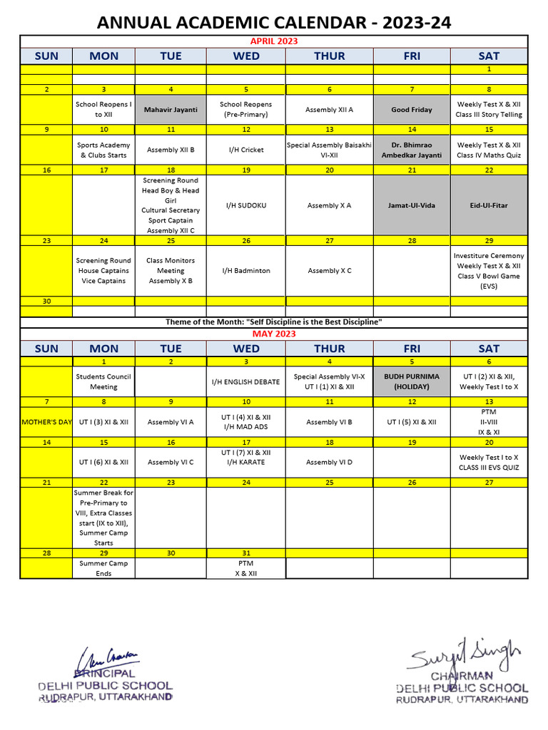Annual Academic Calendar 2023-24 | PDF | Observances | Religious Holidays