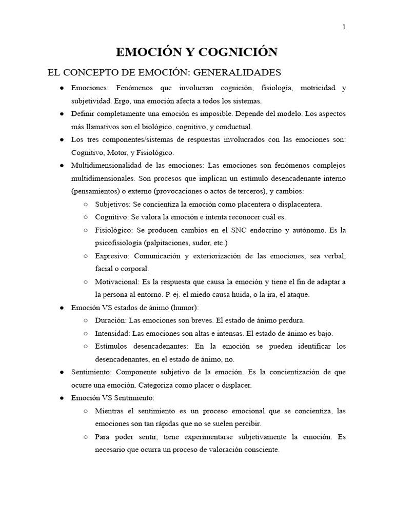 Emoción y Cognición - Bases Educativas | PDF | Las emociones | Cognición