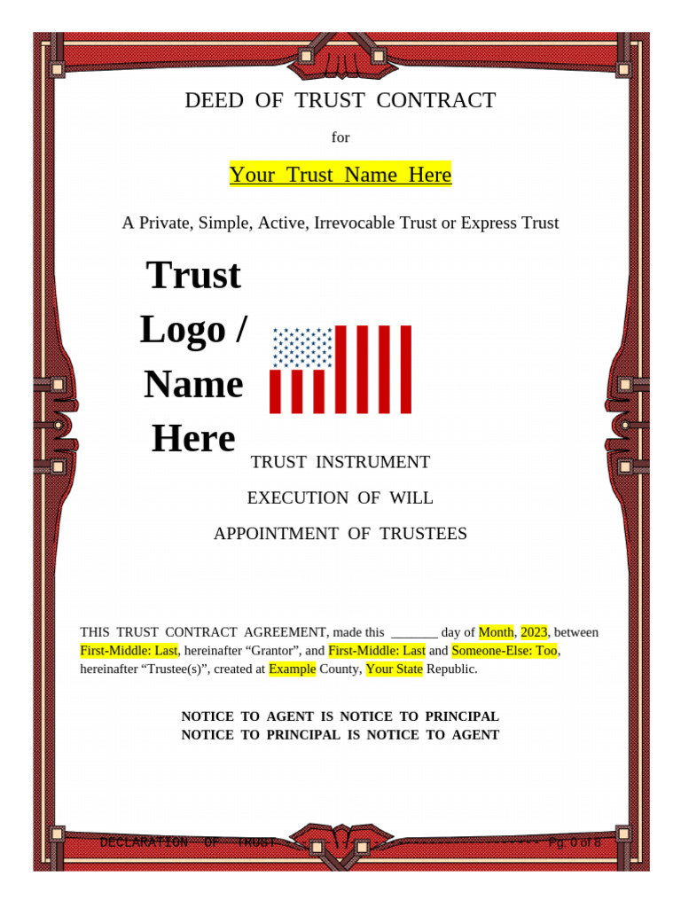 Irrevocable Trust Agreement Template | PDF | Trustee | Property