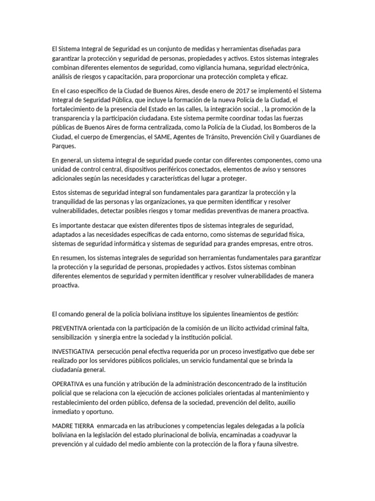 Sistema Integral de Seguridad en Buenos Aires | PDF | Policía | La ...