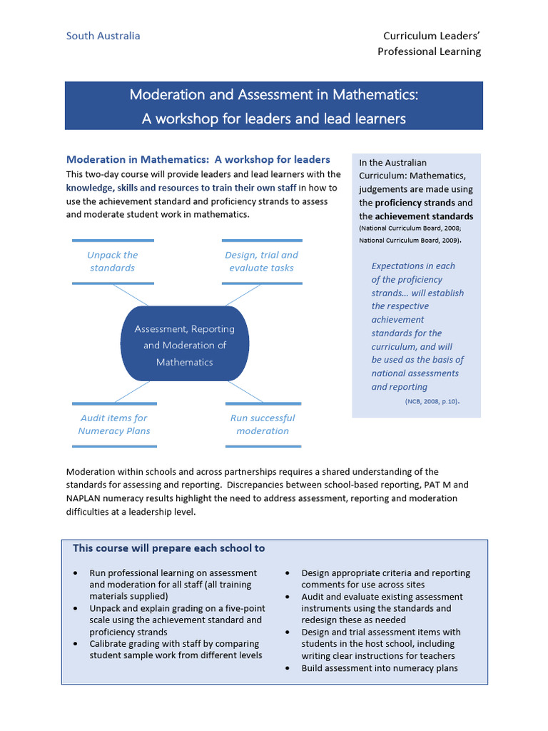 Moderation and Assessment in Mathematics Training Course 1 | PDF ...