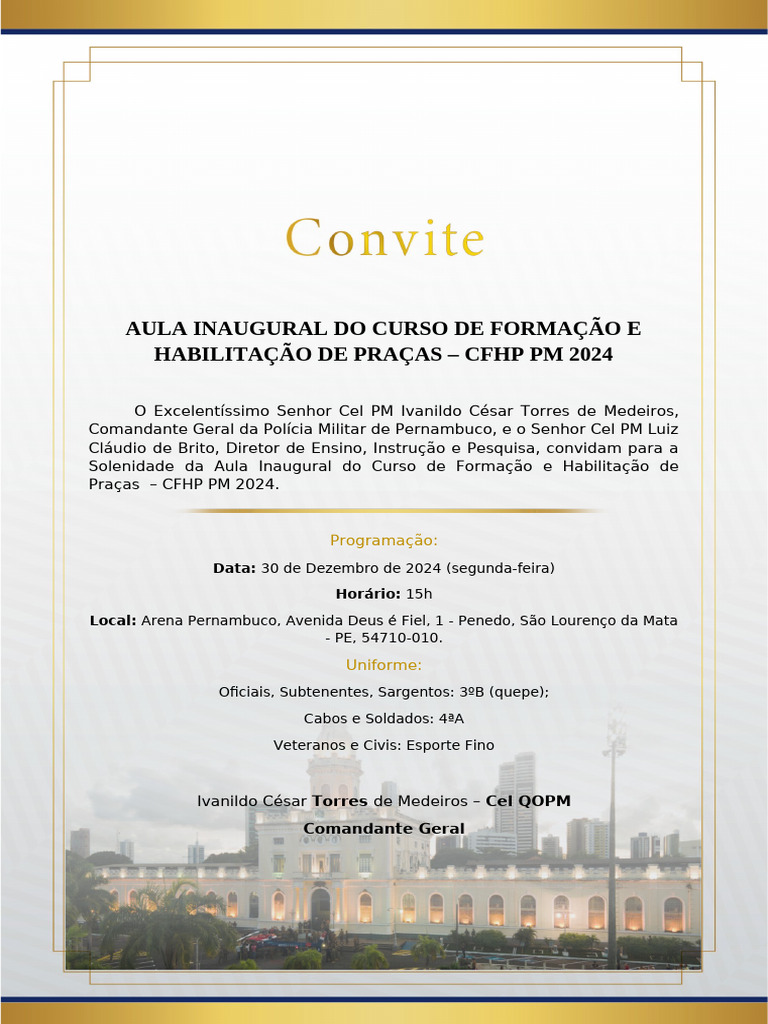 Convite Aula Inaugural CFHP | PDF