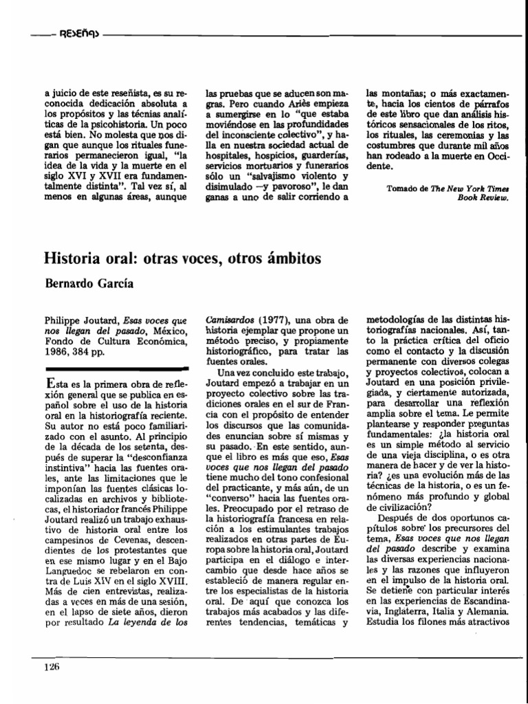 Reseña Joutard | PDF | Historiografía | Historia oral