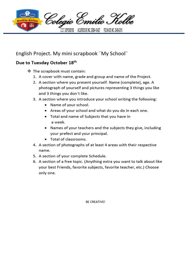 My School Scrapbook Project Guide | PDF