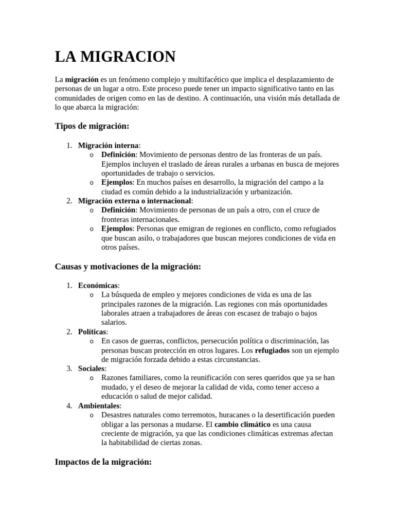 Tipos y causas de la migración humana | PDF | Migración humana | Economias