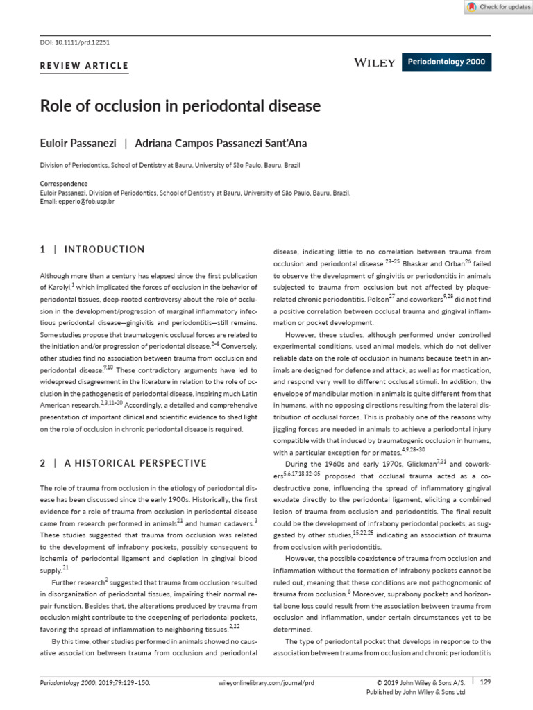 Trauma from Occlusion in Periodontal Disease | PDF | Periodontology ...