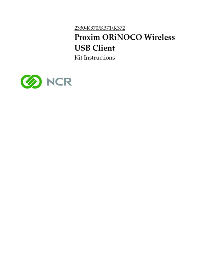Proxim Orinoco Wireless USB Client: Kit Instructions | PDF