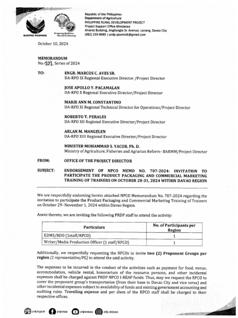 RPCOs - NPCO Memo No. 707-2024 | PDF