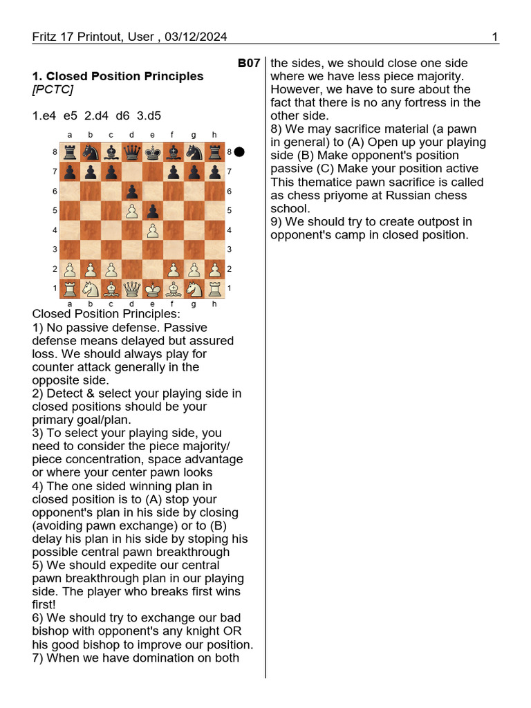 Closed Position Chess Strategies | PDF