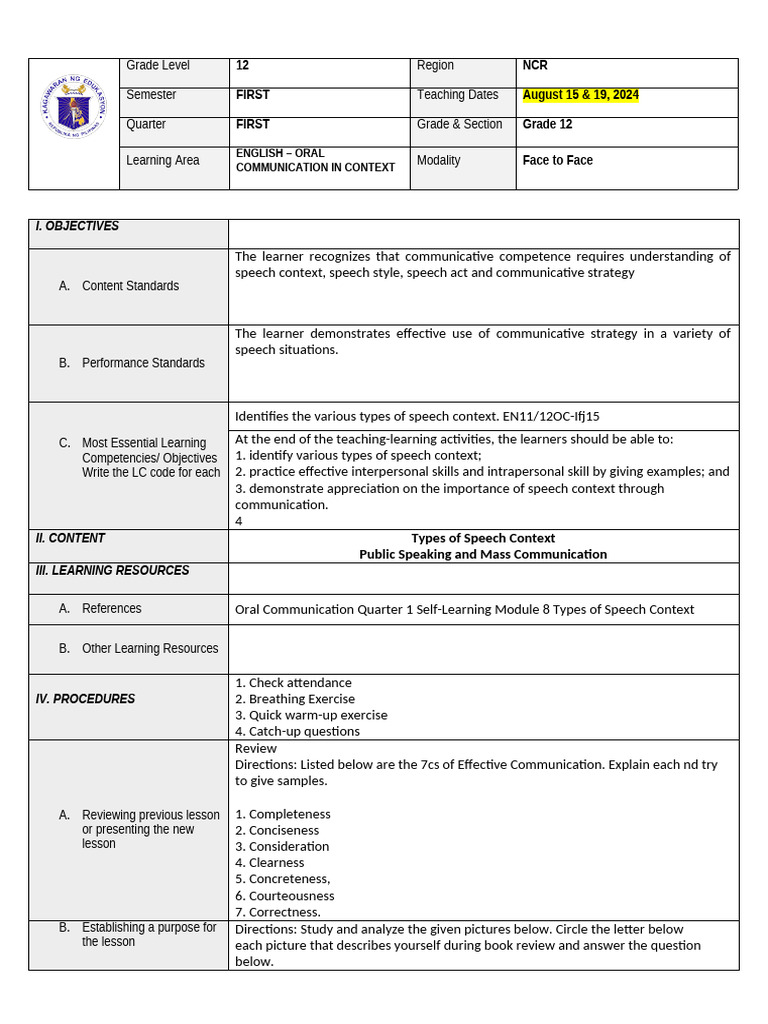Grade 12 Oral Communication Guide | PDF | Communication | Interpersonal ...