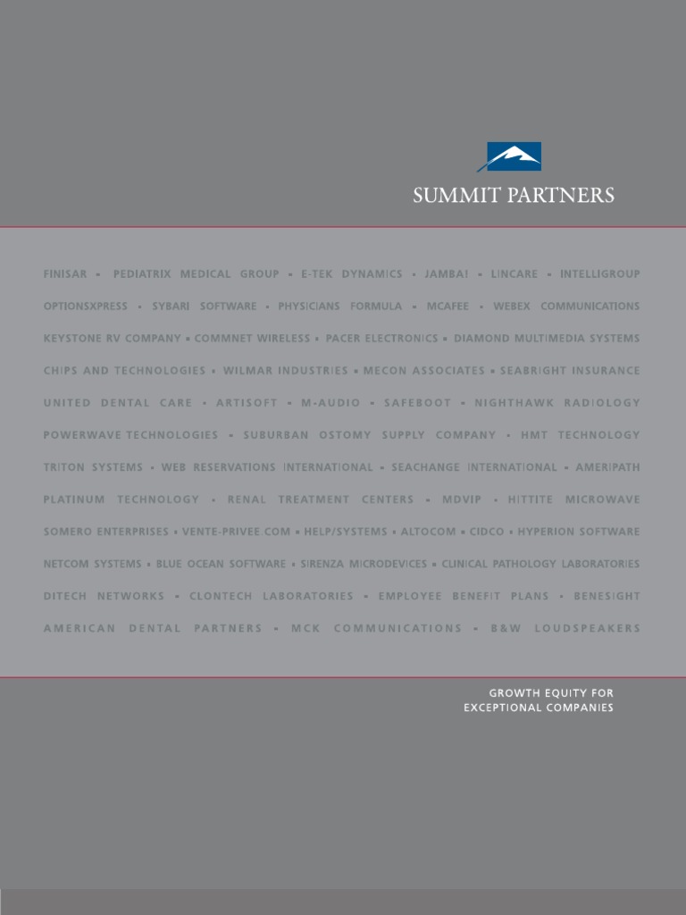 Summit Partners 2011 | PDF | Venture Capital | Corporate Finance