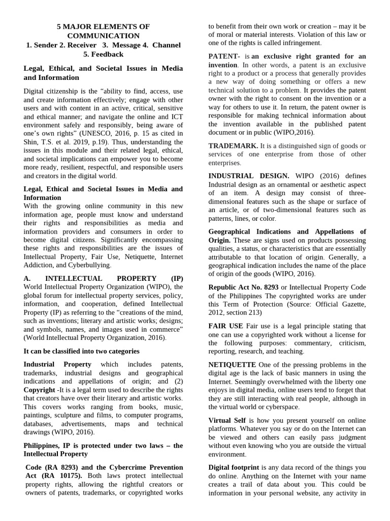 5 Major Elements of Communication | PDF | Intellectual Property ...