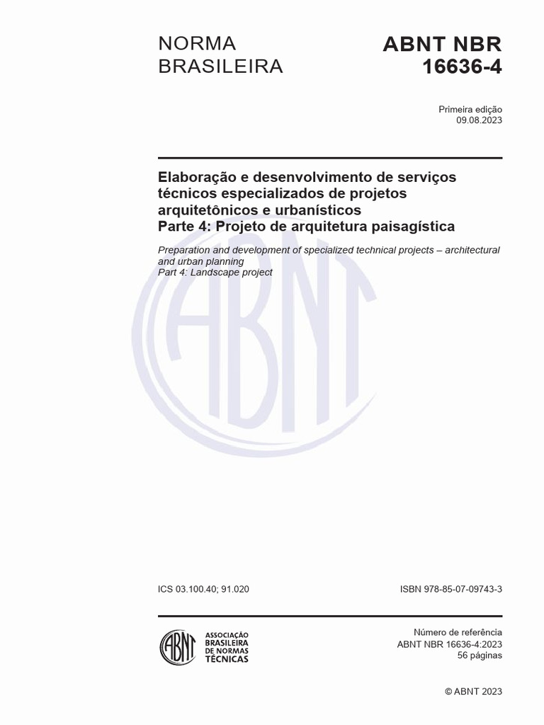 ABNT NBR 16636-4: Projeto Paisagístico | PDF | Acessibilidade | Engenharia