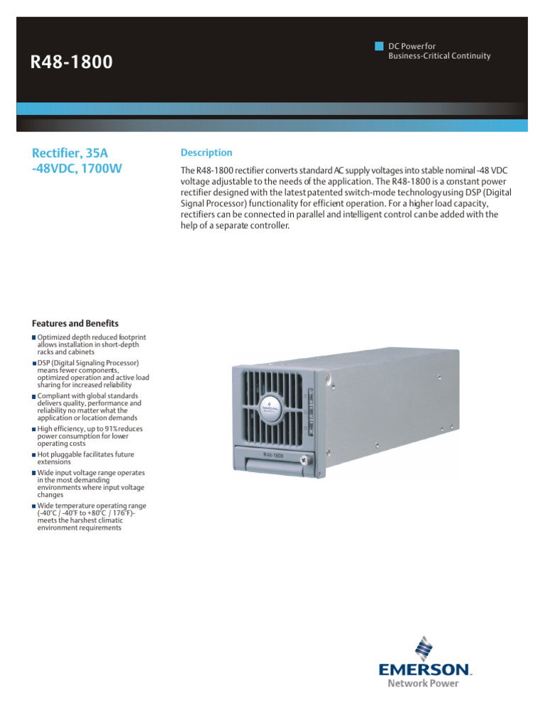 R48-1800 Datasheet Rev2.4 20061020 | PDF | Rectifier | Alternating Current