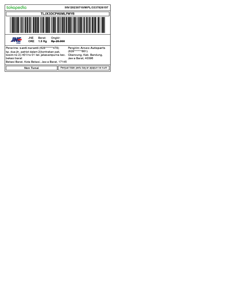 Pengaturan Label Pengiriman | PDF